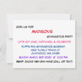 Gymnastik Party Einladung (Rückseite)