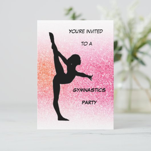 Gymnastik Party Einladung (Stehend Vorderseite)