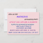 Gymnastik Party Einladung (Rückseite)