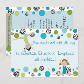 Gymnastik Party Einladung Black, Aqua und Green