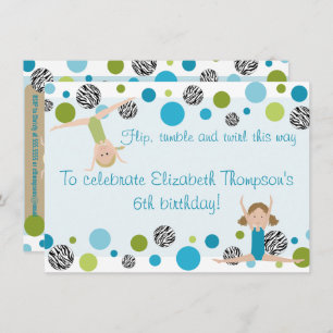 Gymnastik Party Einladung Black, Aqua und Green