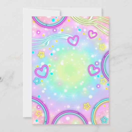 Gymnastik Party Einladung Jump Tumble Play Neon (Rückseite)