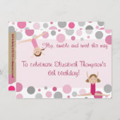 Gymnastik Party Einladung Rosa und Grau (Vorne/Hinten)