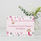 Gymnastik Party Einladung Rosa und Grau (Stehend Vorderseite)