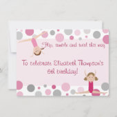 Gymnastik Party Einladung Rosa und Grau (Vorderseite)