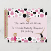 Gymnastik-Party Einladungs-Rosa, Grau u. Schwarzes Einladung (Vorne/Hinten)