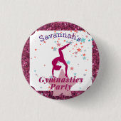 Gymnastik Party Glitzer & Stars Button (Vorderseite)