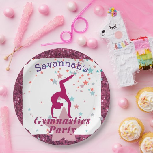 Gymnastik Party Glitzer & Stars Pappteller (Party)