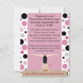 Gymnastik-Party in rosa, im Grau u. im Schwarzen Einladung (Rückseite)