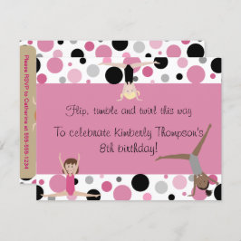 Gymnastik-Party in rosa, im Grau u. im Schwarzen Einladung