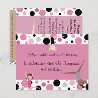 Gymnastik-Party in rosa, im Grau u. im Schwarzen Einladung