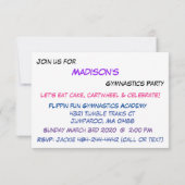 Gymnastik Party Shimmer Einladung (Rückseite)