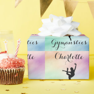 Gymnastik Pastel Lila Green Personalisiert Geschenkpapier