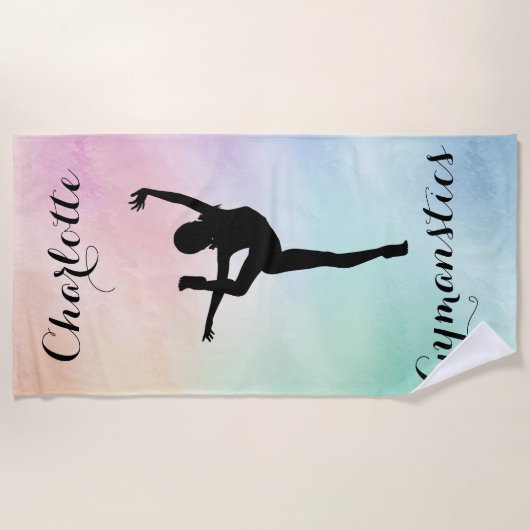 Gymnastik Pastel Lila Green Personalisiert Strandtuch (Vorderseite)