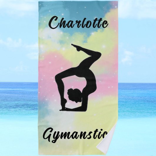 Gymnastik Pastell Pink Blau Gelb Personalisiert Strandtuch