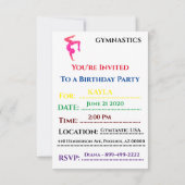 "GYMNASTIK" PERSONALISIERTE GEBURTSTAGLICHE EINLAD (Rückseite)
