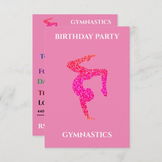 "GYMNASTIK" PERSONALISIERTE GEBURTSTAGLICHE EINLAD (Vorne/Hinten)