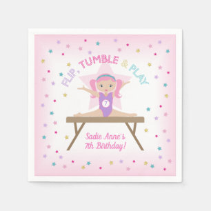 Gymnastik Pink Hair Gymnastik Jump Birthday Party Serviette