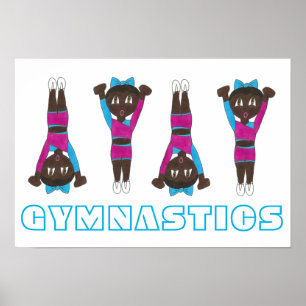 Gymnastik Pink Leotard Tumbling Gymnast Girl del M Poster
