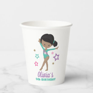 Gymnastik Pink Lila Türkis Girl Birthday Pap Pappbecher