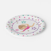 Gymnastik Pink Lila Türkis Girl Birthday Pap Pappteller (Schrägansicht)