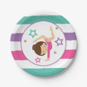 Gymnastik Pink Lila Türkis Girl Birthday Pap Pappteller (Vorderseite)