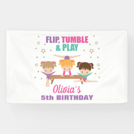 Gymnastik Pink Lila Türkis Girl Geburtstag Banner