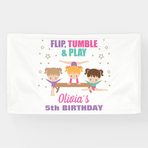 Gymnastik Pink Lila Türkis Girl Geburtstag Banner