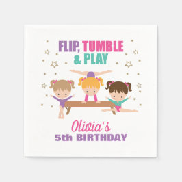 Gymnastik Pink Lila Türkis Girl Geburtstag Serviette
