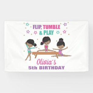 Gymnastik Pink Lila Türkis Girl Geburtstagsverbot Banner