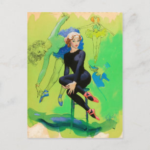 Gymnastik PinUp Postkarte