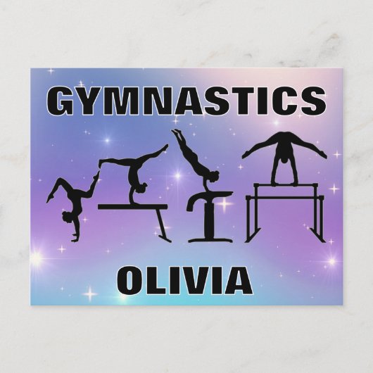 Gymnastik Postcard Lila Türkis Postkarte (Vorderseite)