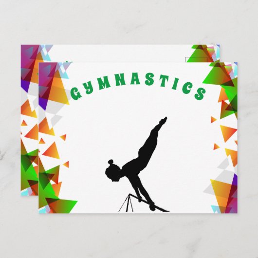 Gymnastik Postkarte für Mädchen, die Liebe Gymnast (Vorne/Hinten)