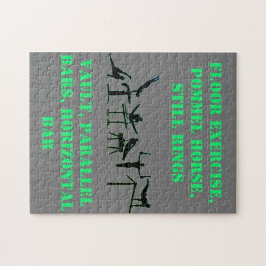 Gymnastik Puzzle für Jungen in Grau / Grün (Horizontal)