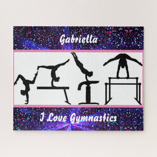 Gymnastik Puzzle - I Liebe Gymnastik mit Namen (Horizontal)