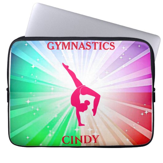 Gymnastik Rainbow Burg mit Girl Handstand Pose Laptopschutzhülle (Vorderseite)
