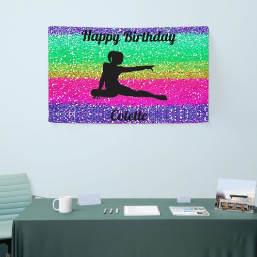 Gymnastik Rainbow Sparkle Birthday Banner (Messeveranstaltung)