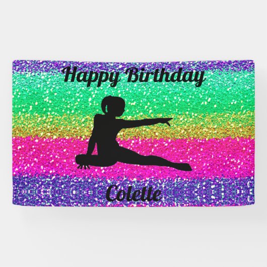 Gymnastik Rainbow Sparkle Birthday Banner (Horizontal)