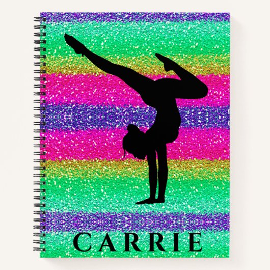 Gymnastik Rainbow Sparkle SpiralNotebook Notizblock (Vorderseite)