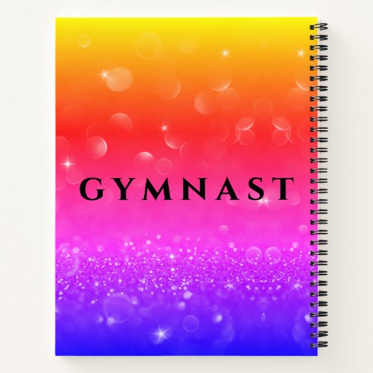 Gymnastik Rainbow Sparkle SpiralNotebook Notizblock (Rückseite)