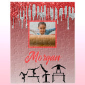 Gymnastik Red & Silver Glitzer Tropfen Custom Foto Puzzle