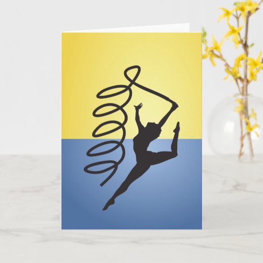 Gymnastik Ribbon Routine Grußkarten Karte (Gelbe Blume)