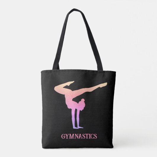 Gymnastik Rosa Glitzer Personalisiert Tasche (Rückseite)