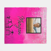 Gymnastik Rosa, Silber, Glitzer Benutzerdefinierte Fleecedecke (Vorderseite (Horizontal))