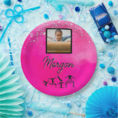 Gymnastik Rosa, Silber, Glitzer Benutzerdefinierte Pappteller (Party)