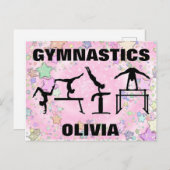 Gymnastik Rosa Sparkle Wirbel und Stars Postkarte (Vorne/Hinten)