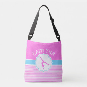 Gymnastik-rosa Streifen mit Baby-Blau Tragetaschen Mit Langen Trägern