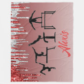 Gymnastik Rot und Silber Glitzer Tropfen Ombre Fleecedecke (Vorderseite)