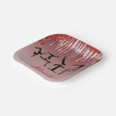 Gymnastik Rot und Silber Glitzer Tropfen Ombre Pappteller (Gewinkelt)