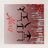 Gymnastik Rot und Silber Glitzer Tropfen Ombre Puzzle (Horizontal)